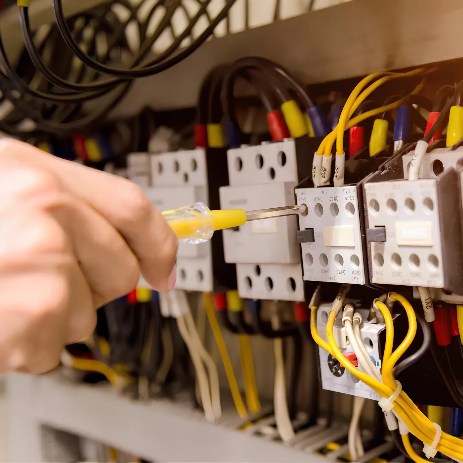 Worker checking circuit wiring